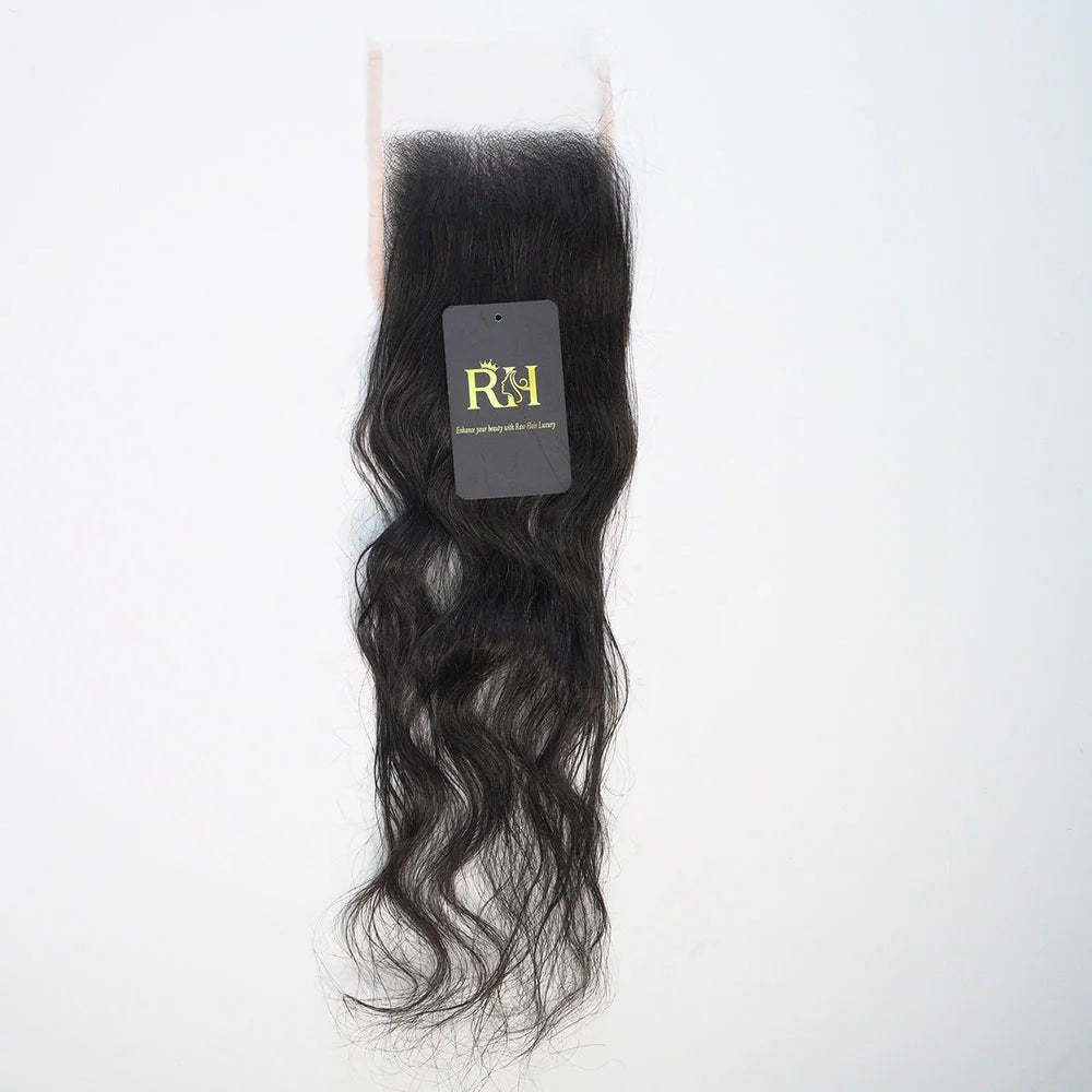 4×4 HD Swiss Closure – Raw SEA Wavy – Natural Color